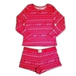 Juicy Couture Red and Pink Fair Isle PJ Lounge Short Set Size Large - NWT 4 0029